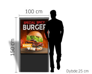 Mål på LED-pylon, der hedder 150 cm x 100 cm