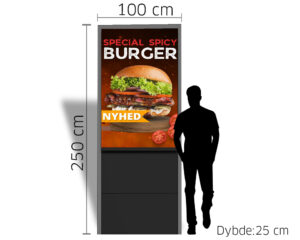 Mål på LED-pylon, der hedder 100 cm x 250 cm