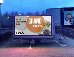 Reklametrailer udenfor ILVA